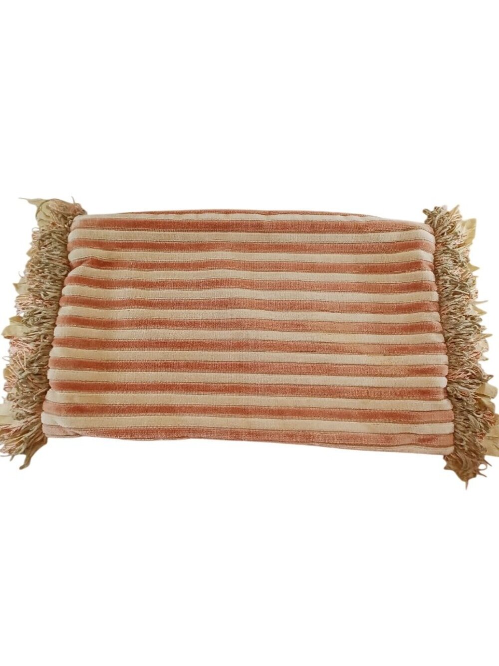 Victorian Style Pillow Cover Striped Fringe Cottage Home Decor Estate Sale Find